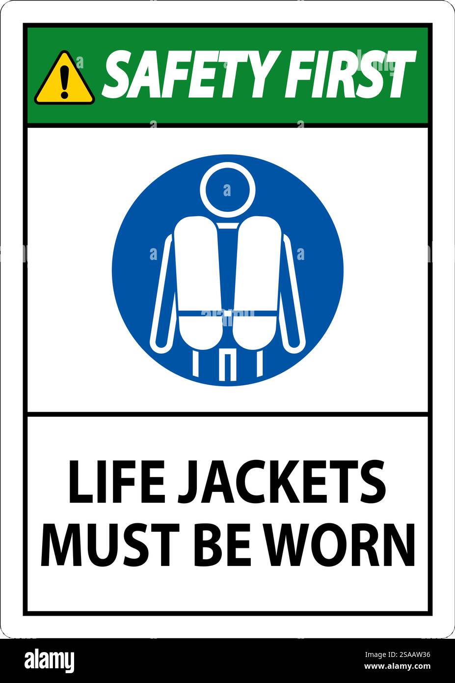 Water Safety Sign Attention, Life Jackets Must Be Worn Stock Vector ...