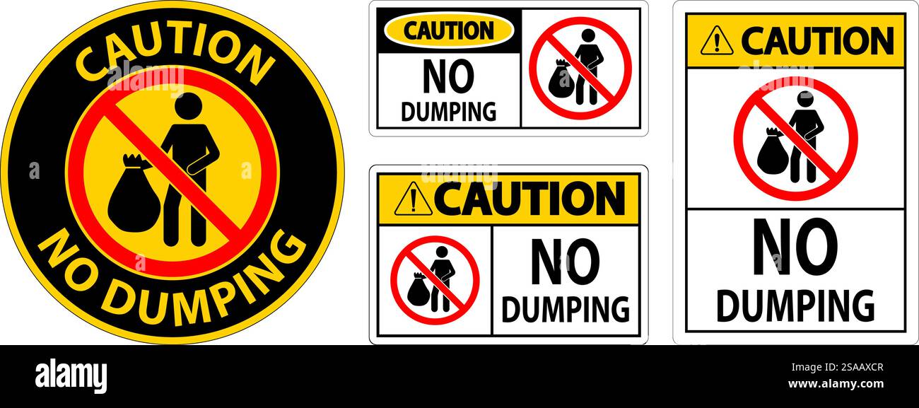 Caution No Dumping Sign Stock Vector