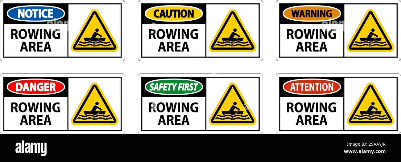 Water Safety Sign Warning - Rowing Area Stock Vector