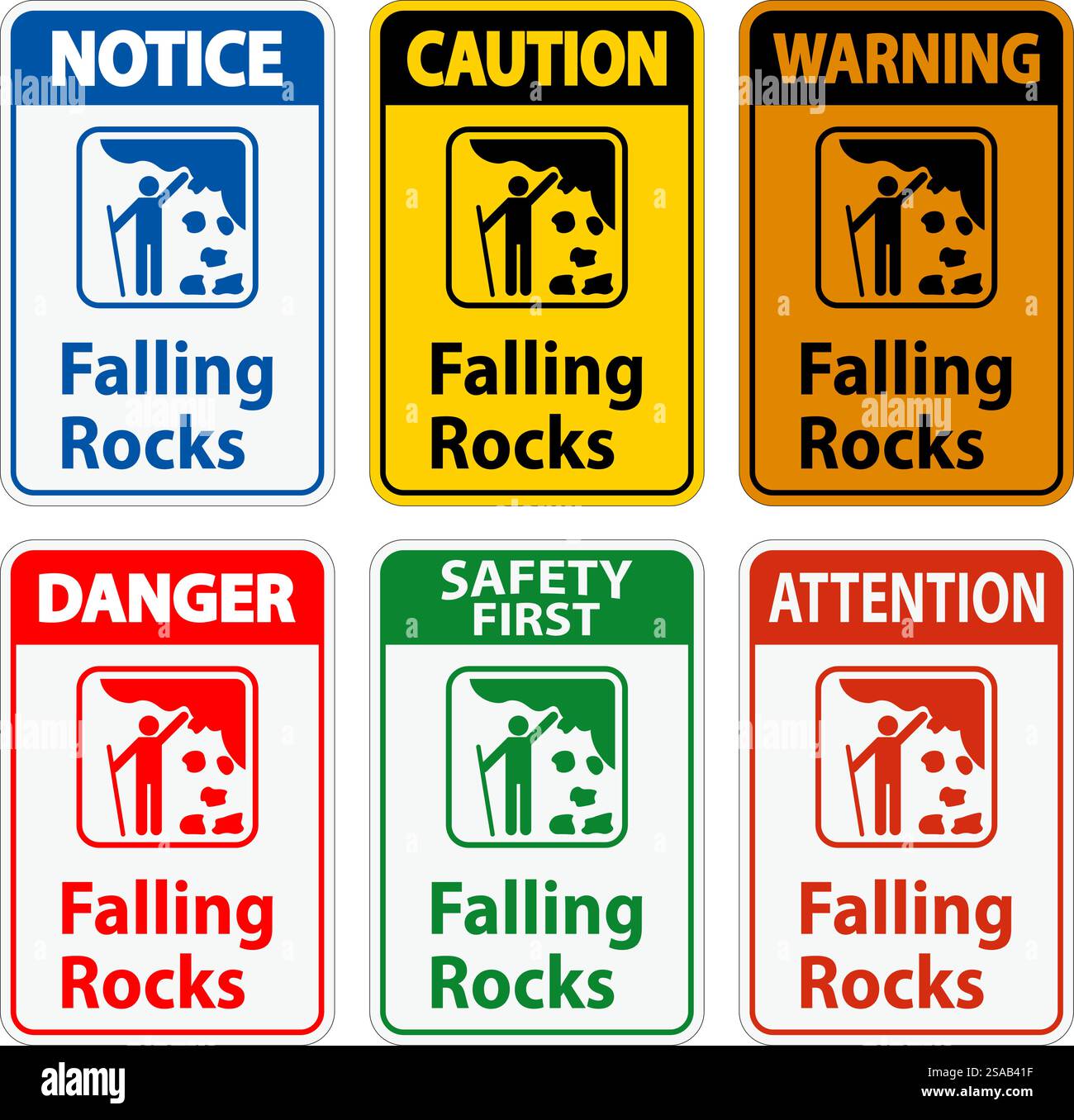 Falling Rocks Sign Alaska Campground Sign, Park Sign and Guide Sign, Falling Rocks Stock Vector ...