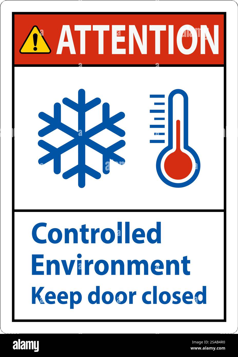 Attention Sign, Controlled Environment Keep Door Closed Stock Vector