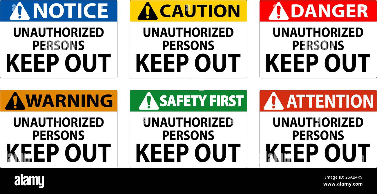 Caution Sign Unauthorized Persons Keep Out Stock Vector