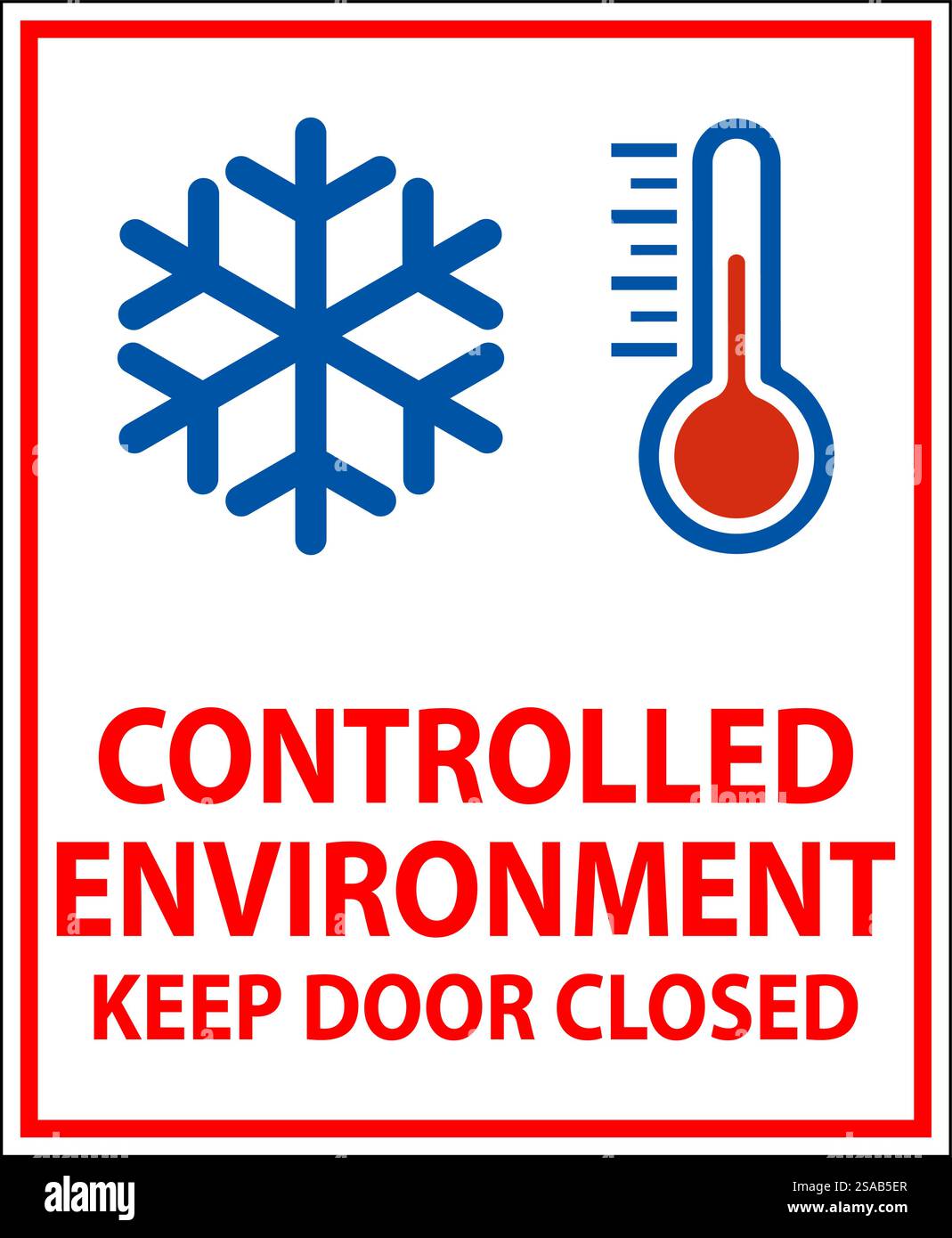 Caution Sign, Controlled Environment Keep Door Closed Stock Vector