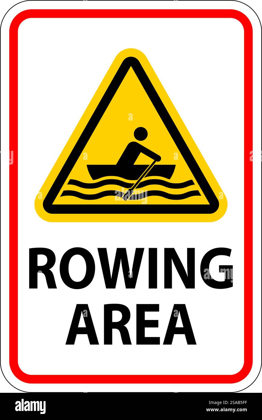 Water Safety Sign Warning - Rowing Area Stock Vector