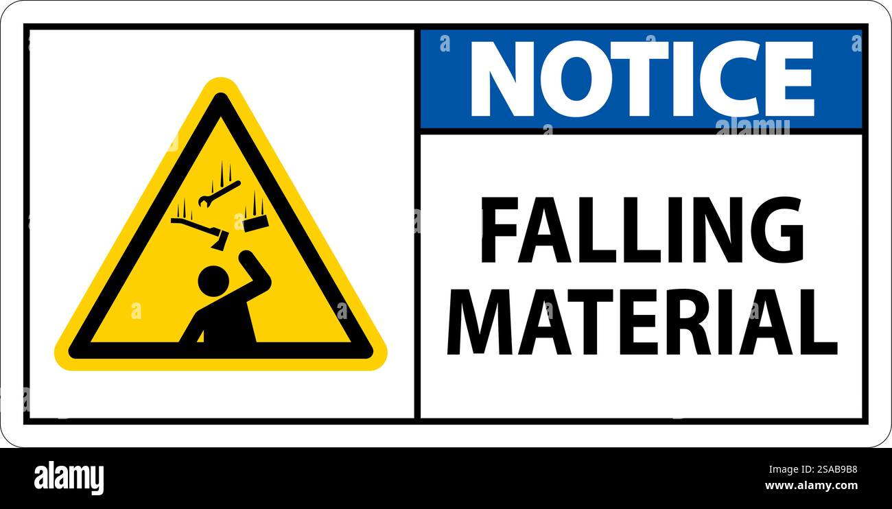 Notice Sign Falling Material Stock Vector