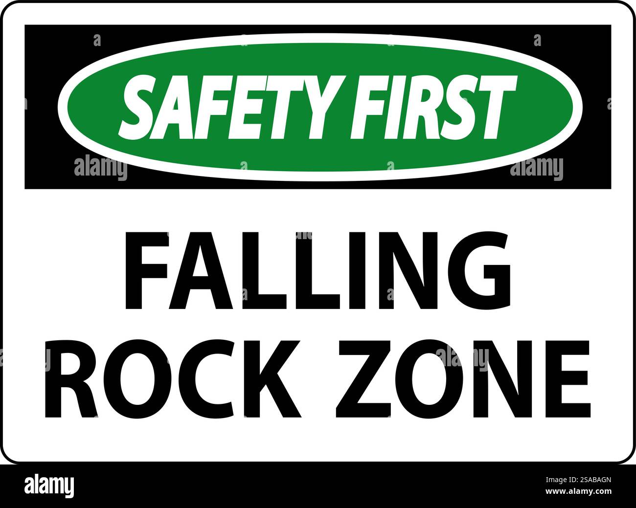 Safety First  Sign, Falling Rock Zone Stock Vector