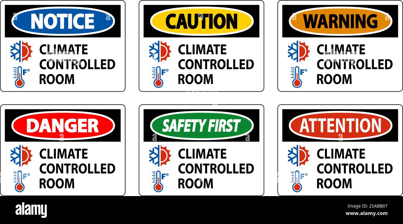 Sign Climate Control Door Safety Sign, Keep Doors Closed, Climate Controlled Room Stock ...