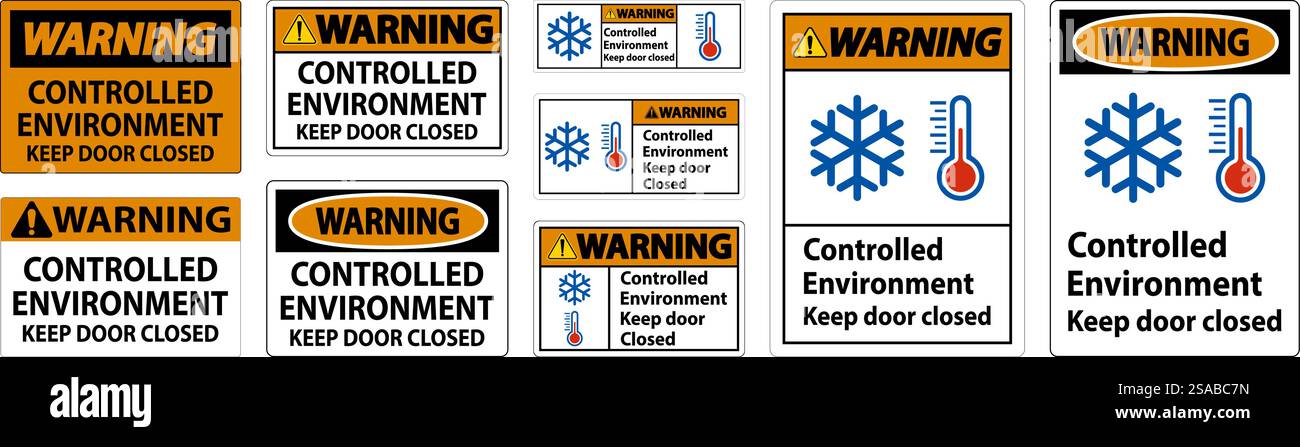 Warning Sign, Controlled Environment Keep Door Closed Stock Vector