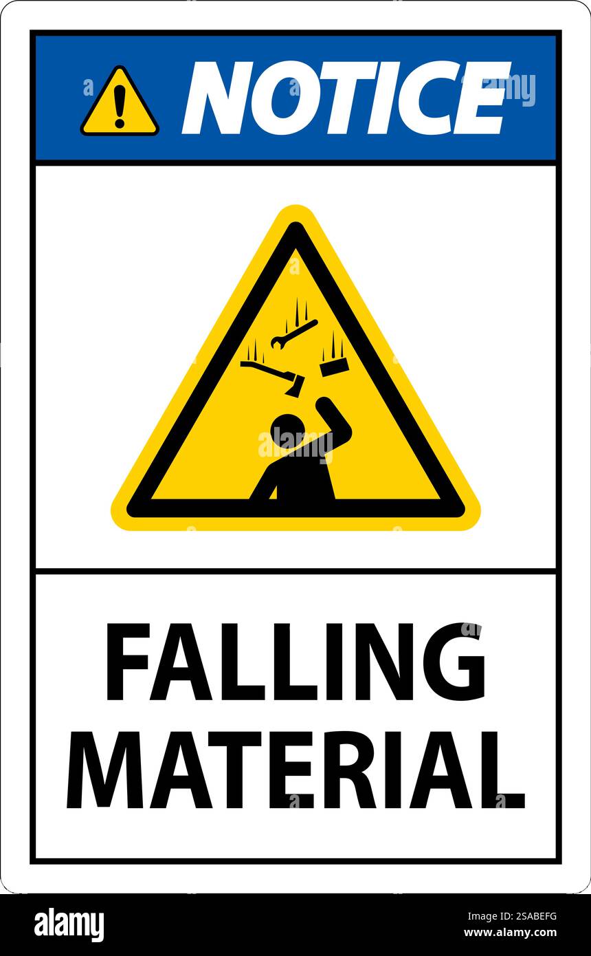 Notice Sign Falling Material Stock Vector