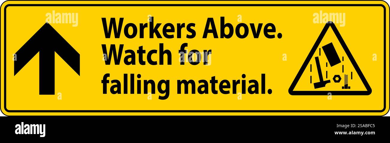 Danger Sign, Workers Above Falling Material Stock Vector Image & Art ...