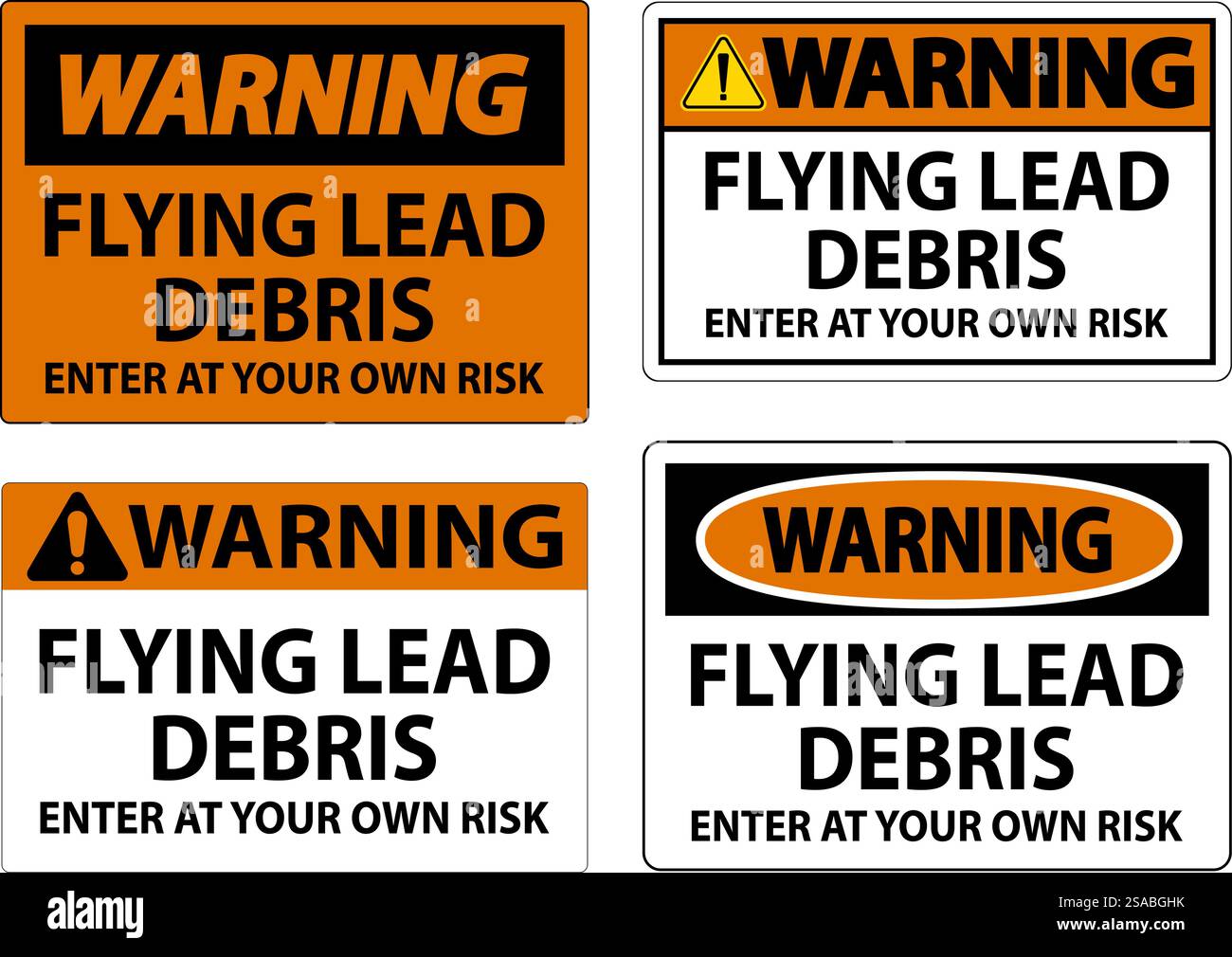 Warning Flight Risk Warning sign warning about the dangers of flying lead debris ...