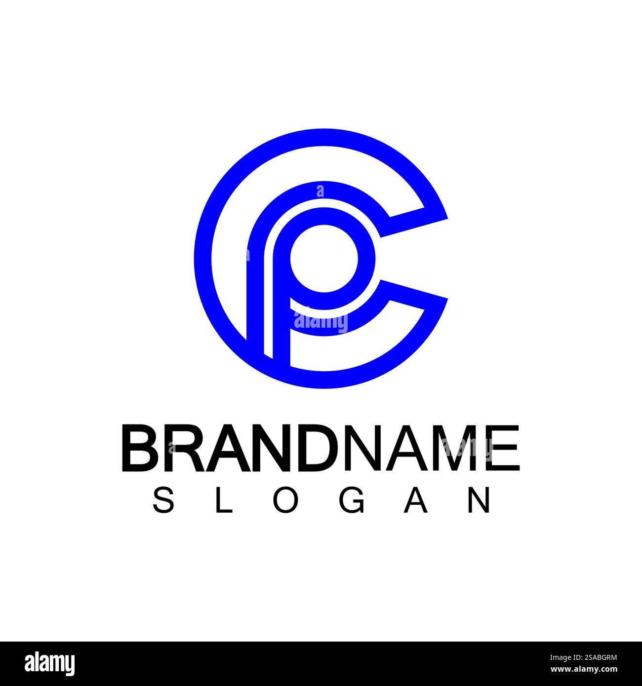 Initial lowercase letter logo cp,pc, p inside c, monogram rounded shape Stock Vector