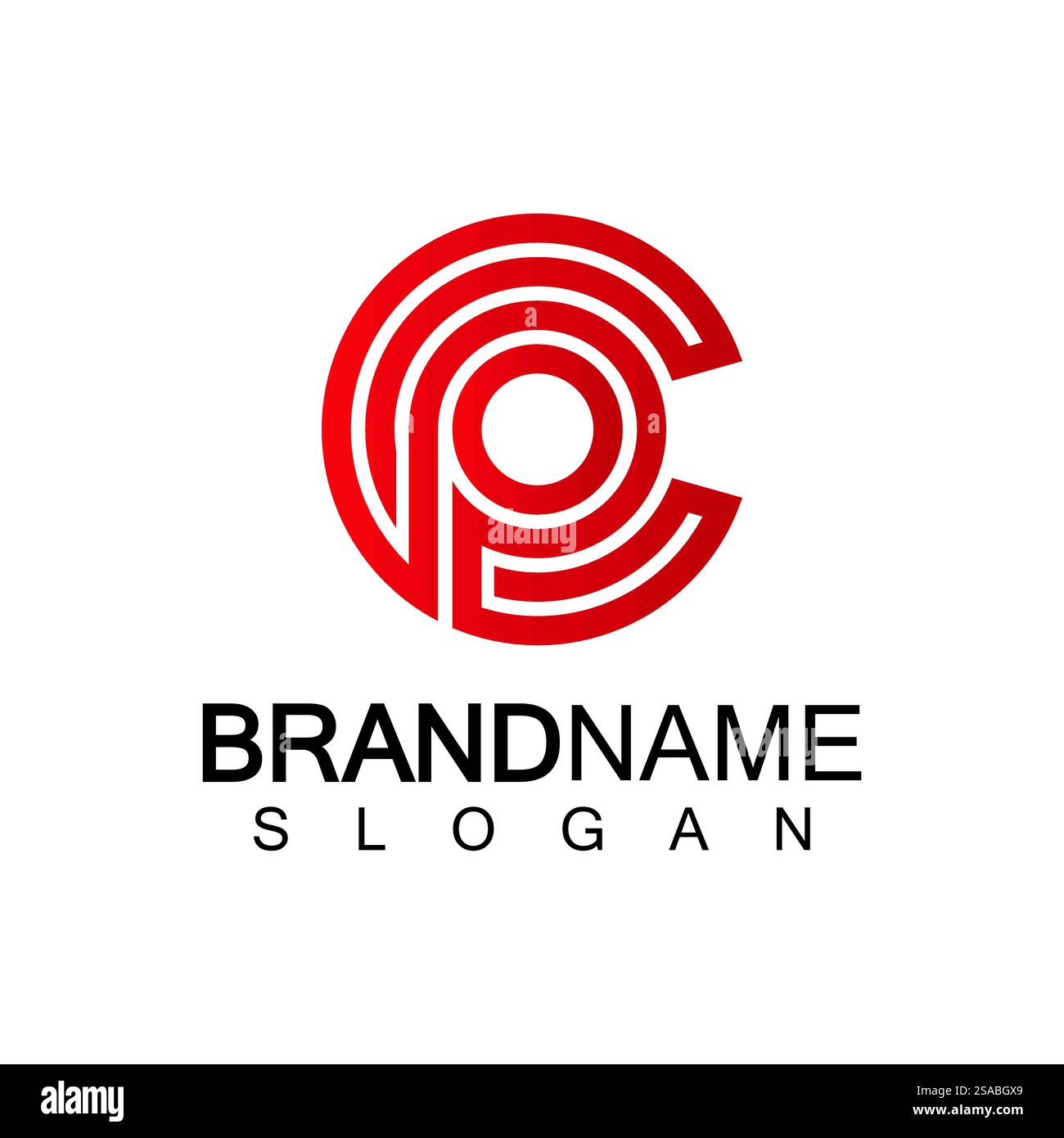 Initial lowercase letter logo cp,pc, p inside c, monogram rounded shape Stock Vector
