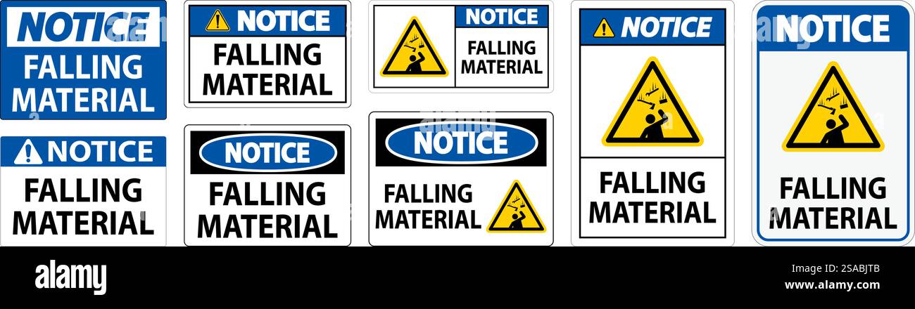 Notice Sign Falling Material Stock Vector