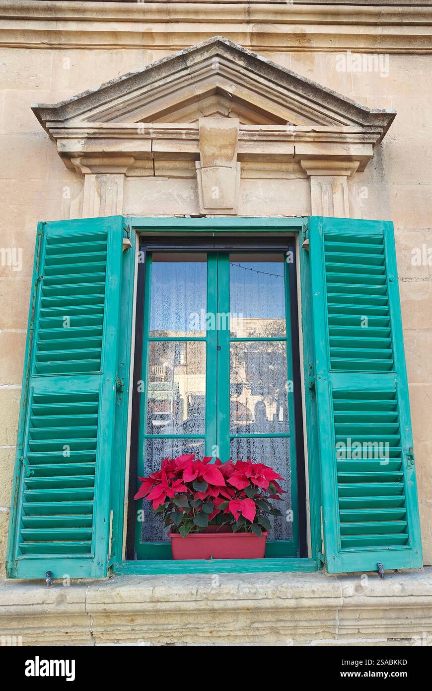Traditional window with shutters in Mediterranean island - Smartphone Captured Stock Image