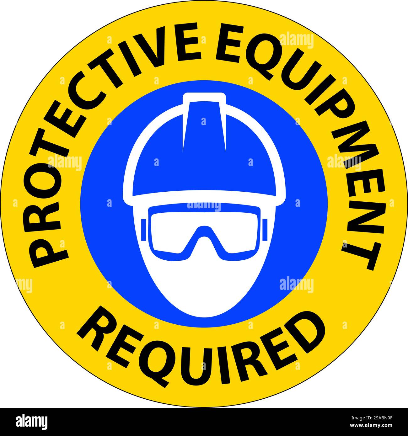 This image depicts a safety sign indicating that protective equipment is required. It emphasizes the importance of safety measures in work environments. Stock Vector