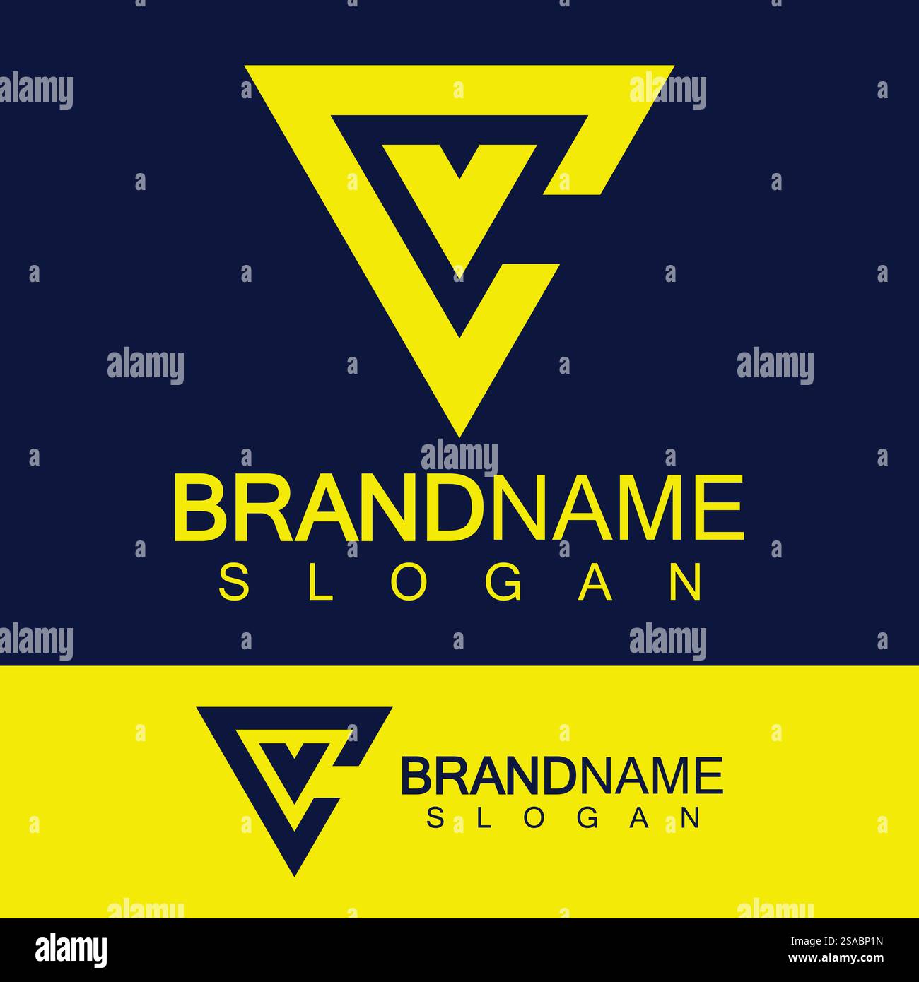 Creative letter CV or VC monogram logo inverted triangle shape. Stock Vector