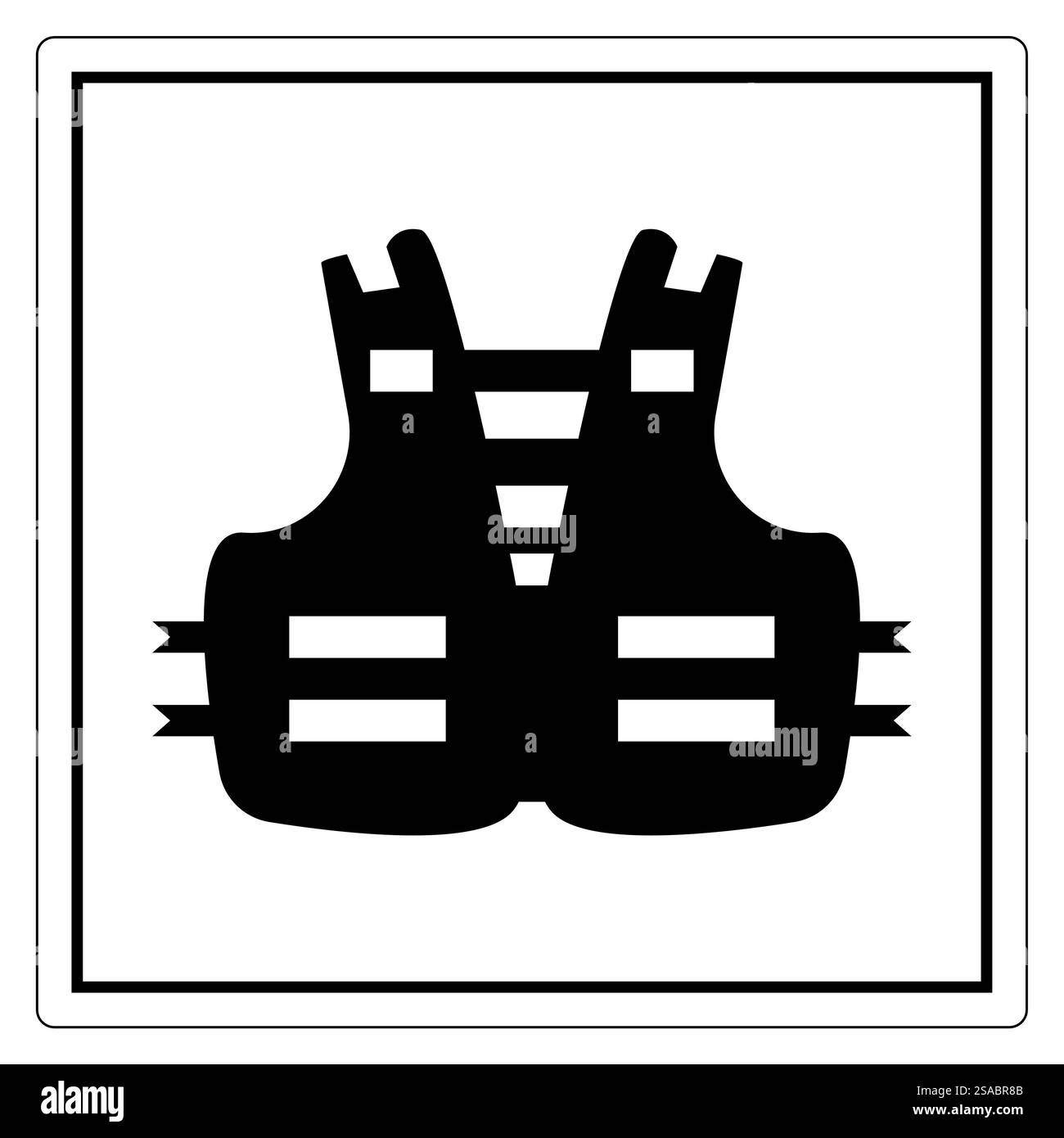 A simple black and white icon of a safety vest, symbolizing protection and safety in various work environments. Perfect for safety campaigns and materials. Stock Vector