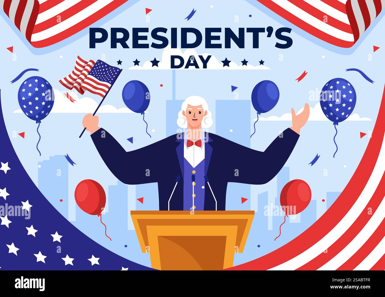 Happy Presidents Day Vector Illustration on 19 February with President ...