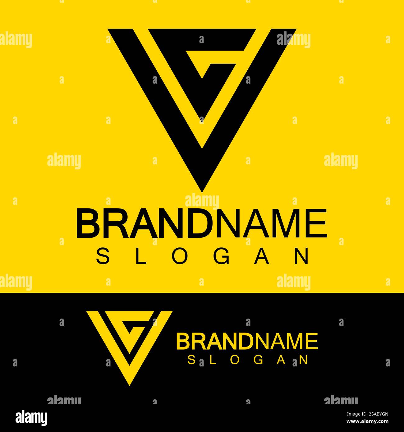 Creative letter CV or VC monogram logo inverted triangle shape. Stock Vector