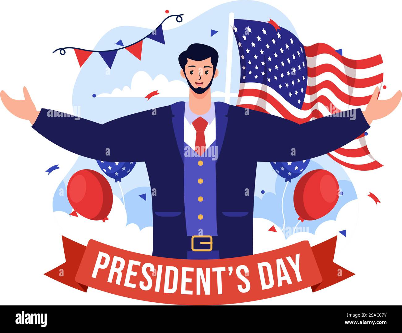 Happy Presidents Day Vector Illustration on 19 February with President ...