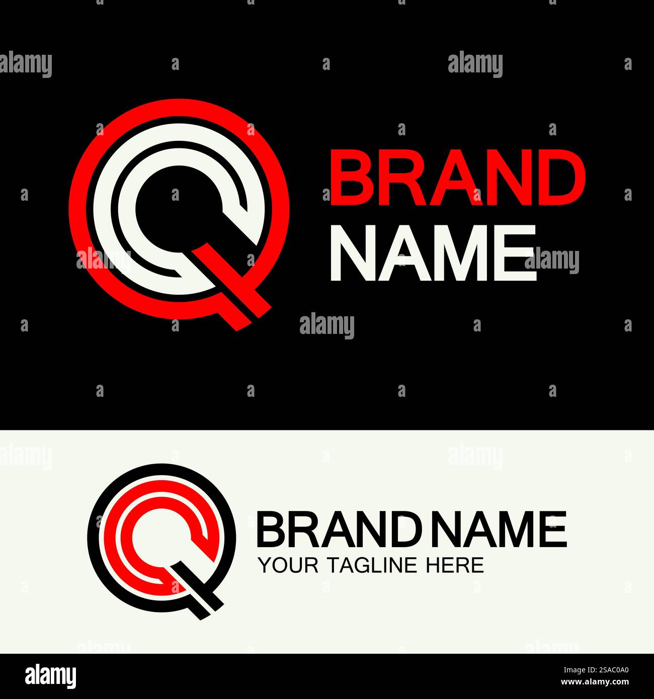 QC Logo or CQ Logo. Creative letter QC or CQ monogram logo template. Stock Vector
