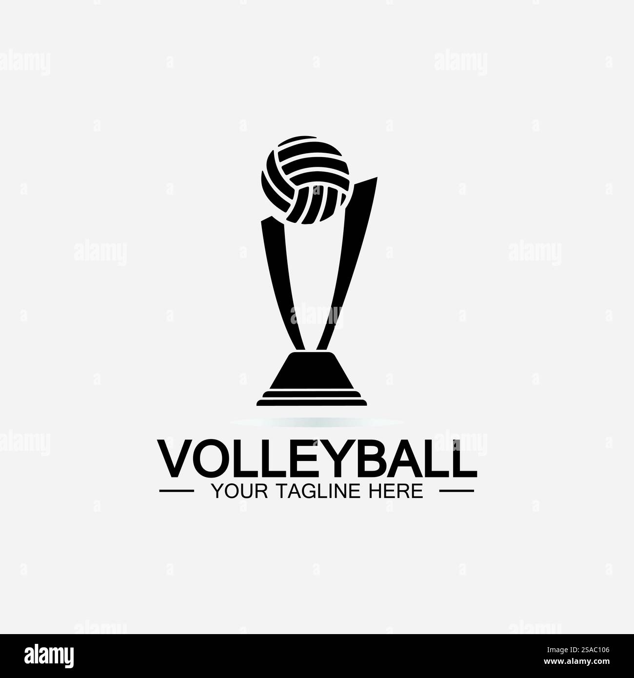 Winner Volleyball Championship Trophy Logo Design vector icon template. Volleyball trophy for winner award Stock Vector