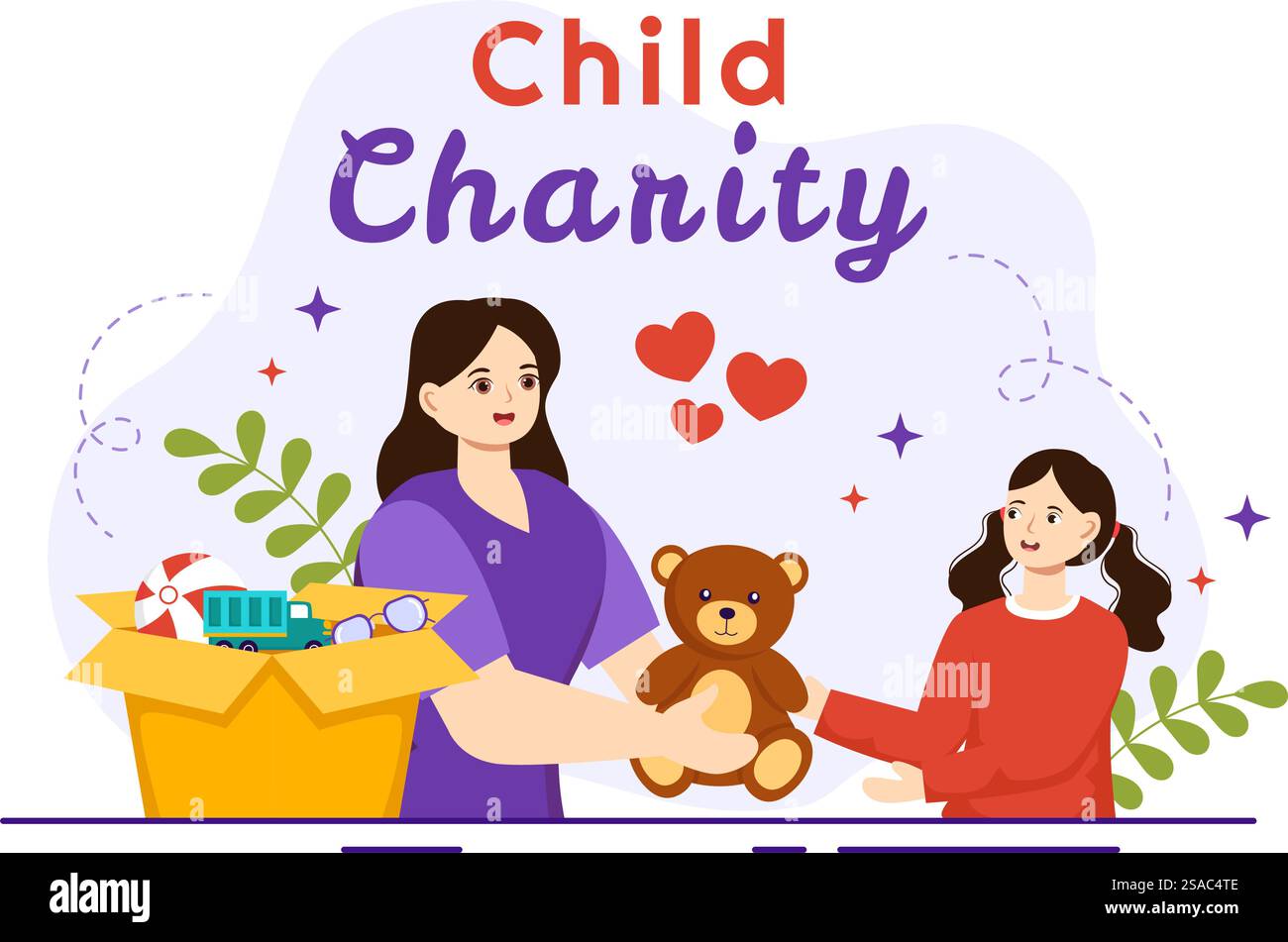 Child Charity Vector Illustration of Charitable Support and Protection ...
