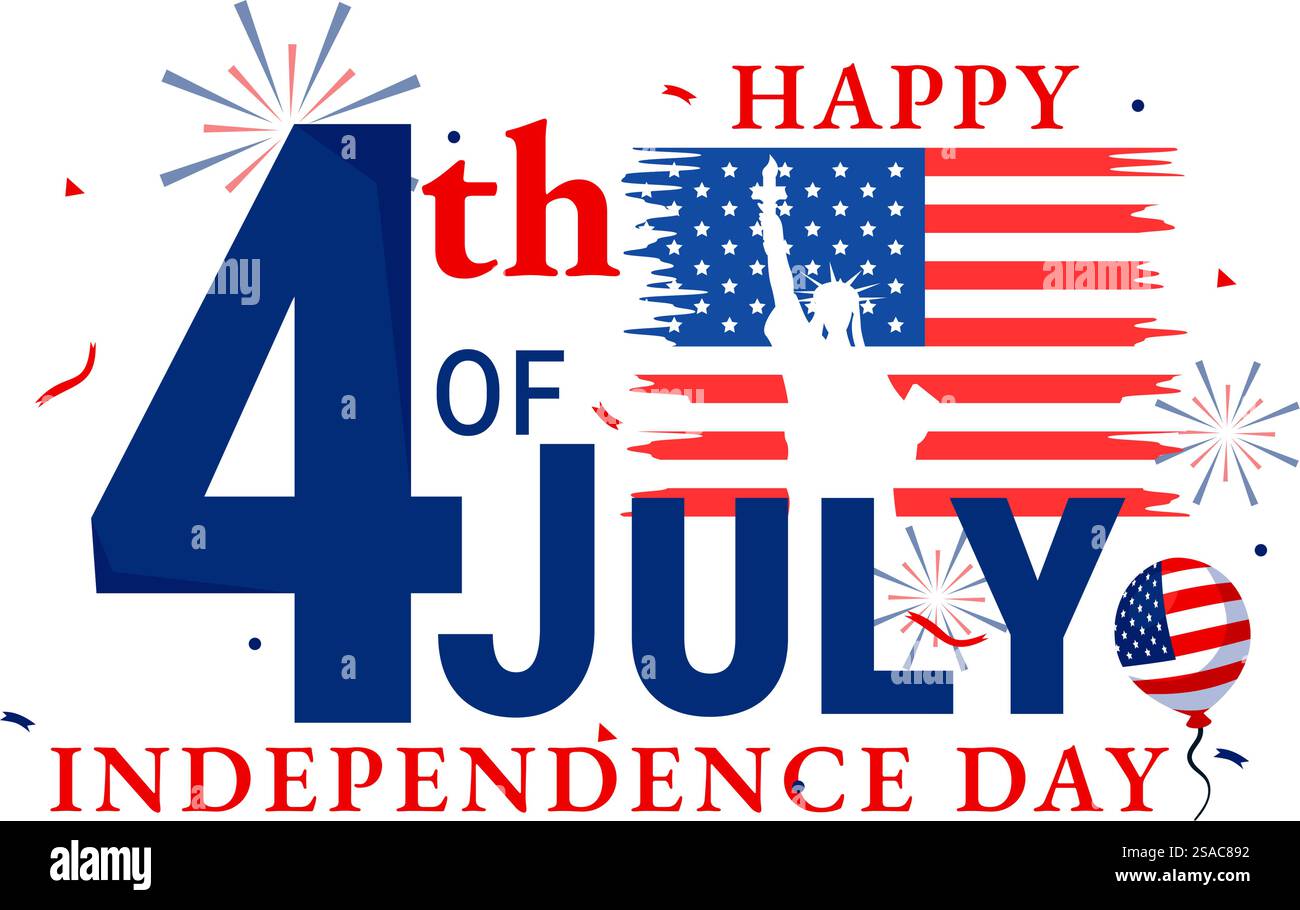 4th of July Happy Independence Day USA Vector Illustration with ...