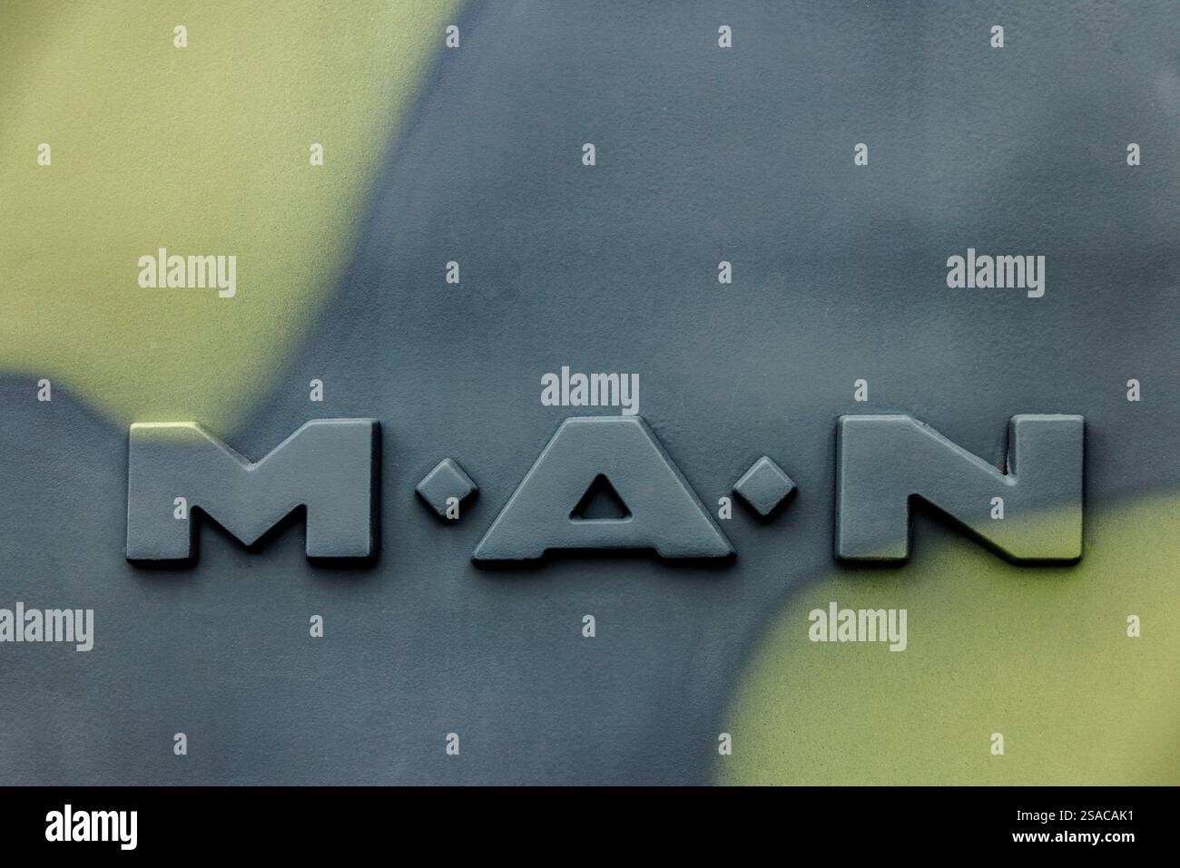 WETZLAR, GERMANY - JULY 05, 2024: M.A.N. Logo. In 1840, Ludwig Sander and  Jean Gaspard Dollfus, founded MAN, in Augsburg. Stock Photo
