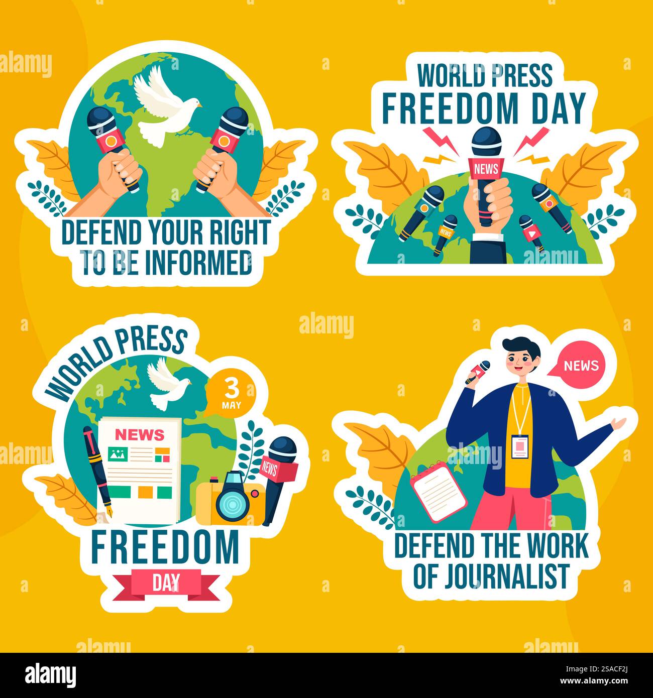 Press Freedom Day Label Flat Cartoon Hand Drawn Templates Background ...
