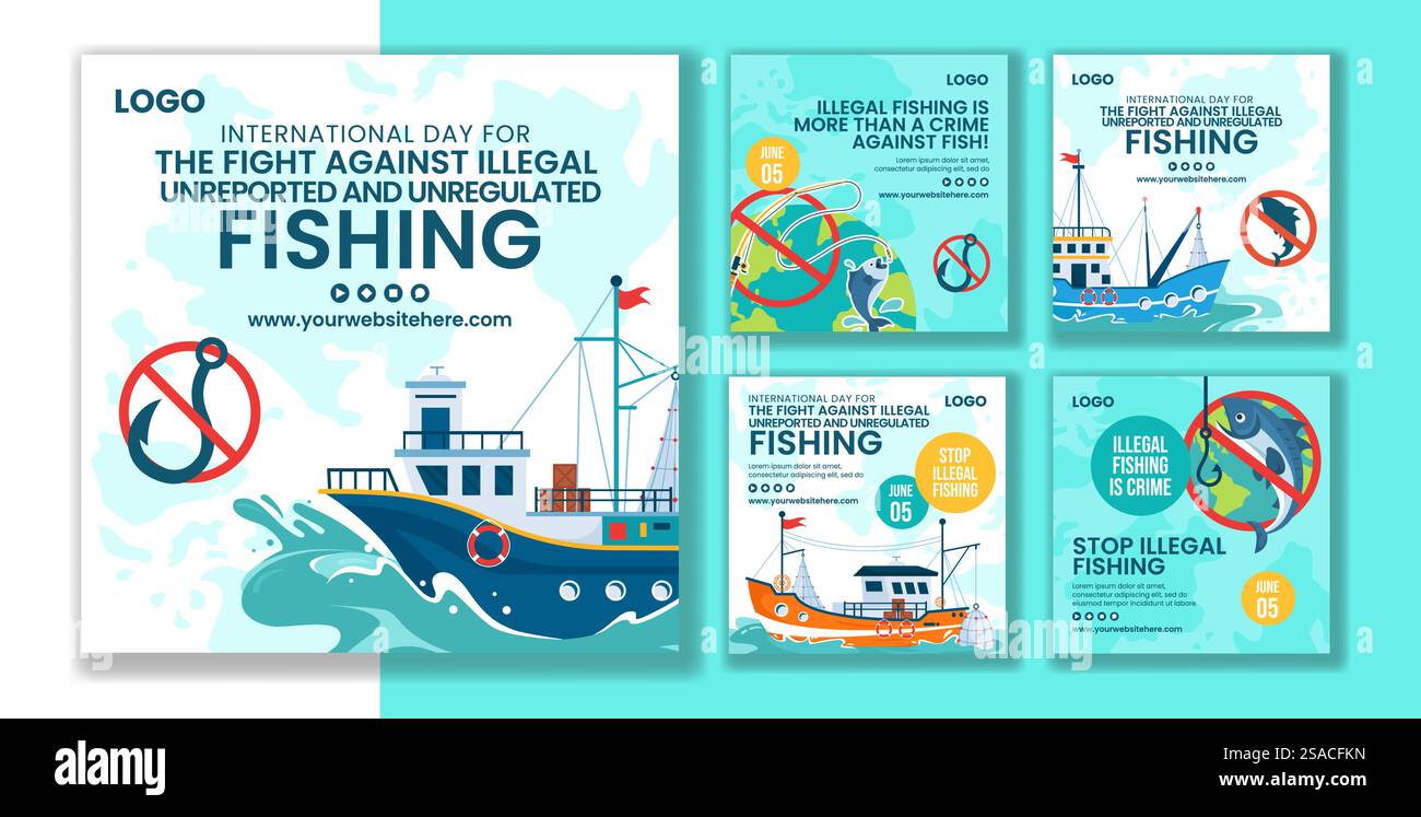 Illegal Against Fishing Social Media Post Flat Cartoon Hand Drawn ...