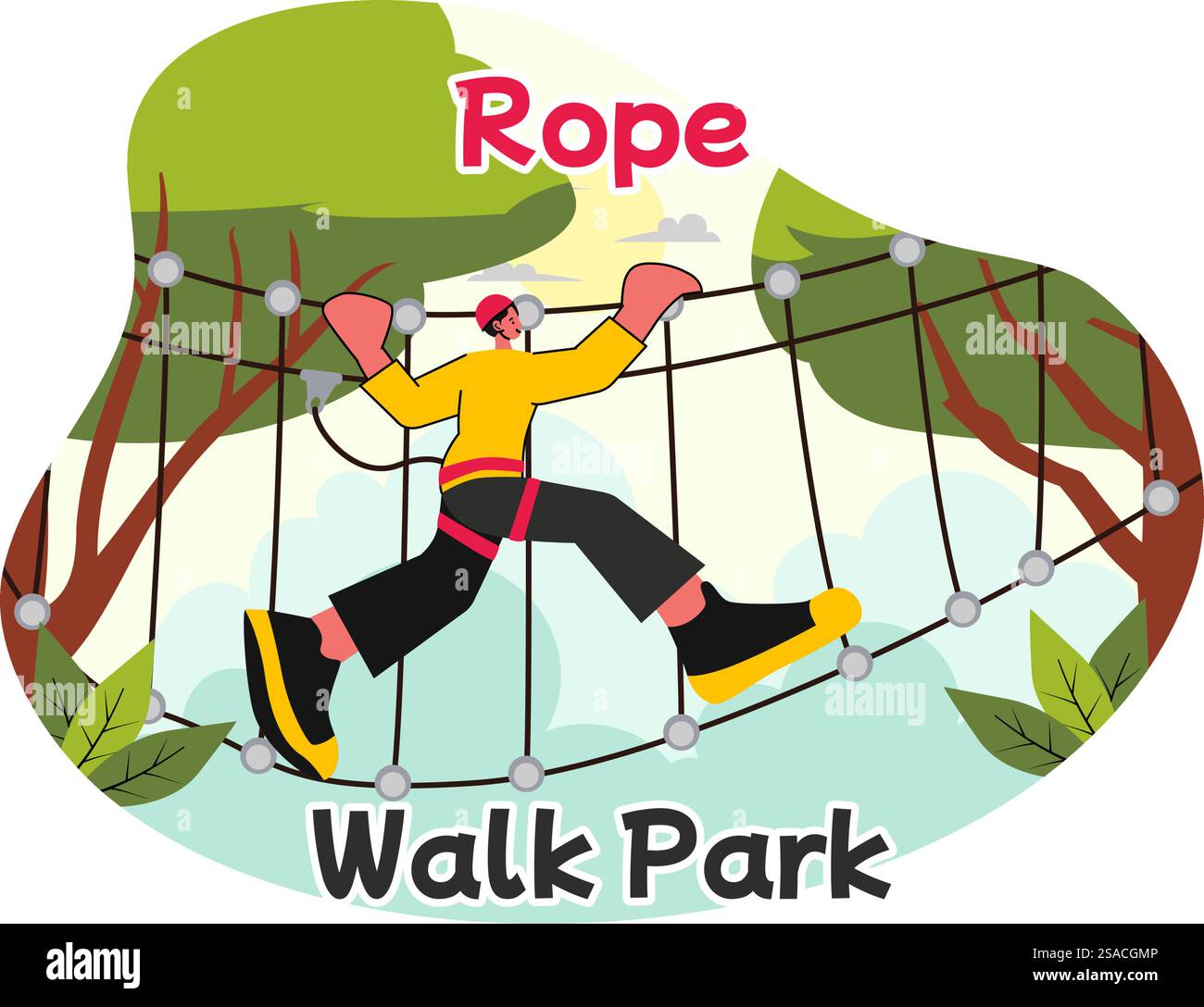 Rope Walk Park Vector Illustration of an Adventure Activity for ...