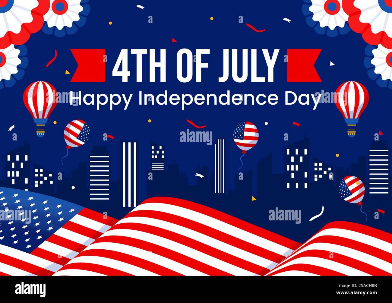 4th of July Happy Independence Day USA Vector Illustration with ...