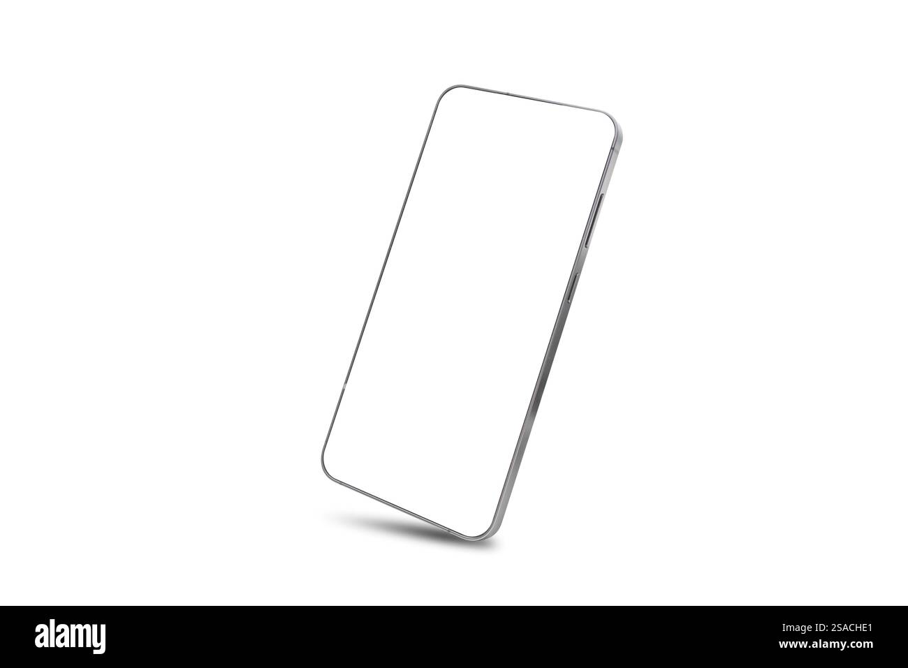Modern smartphone mockup, blank screen on white background Stock Photo