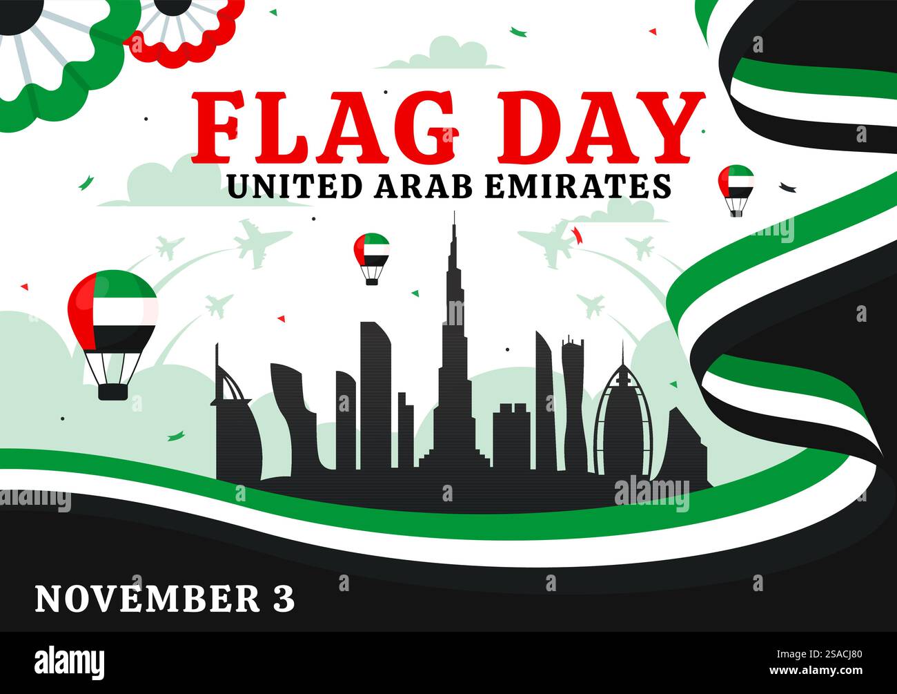 United Arab Emirates Flag Day Vector Illustration on 3rd November ...