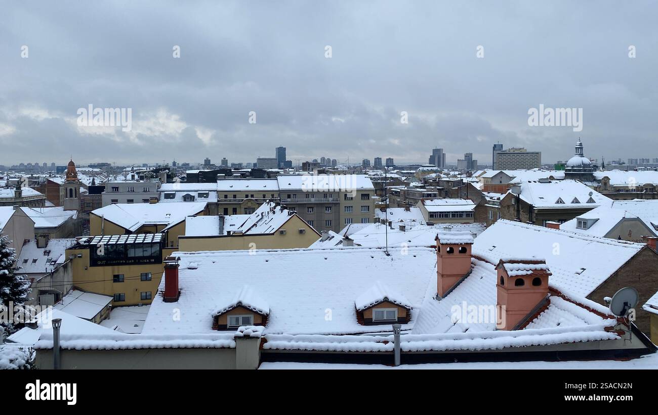 Beautiful Zagreb under the snow. - Smartphone Captured Stock Image