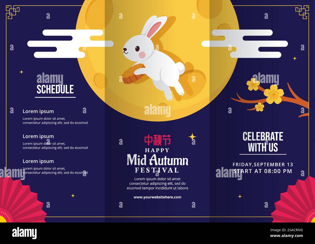 Translation : Mid Autumn Festival. Brochure Cartoon Hand Drawn ...