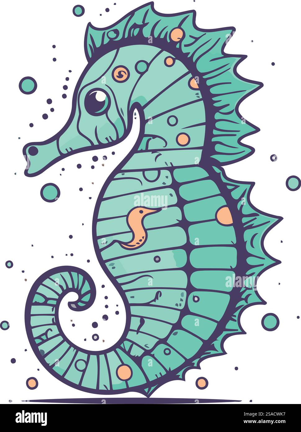 Hand drawn sea horse. Vector illustration in doodle style Stock Vector ...