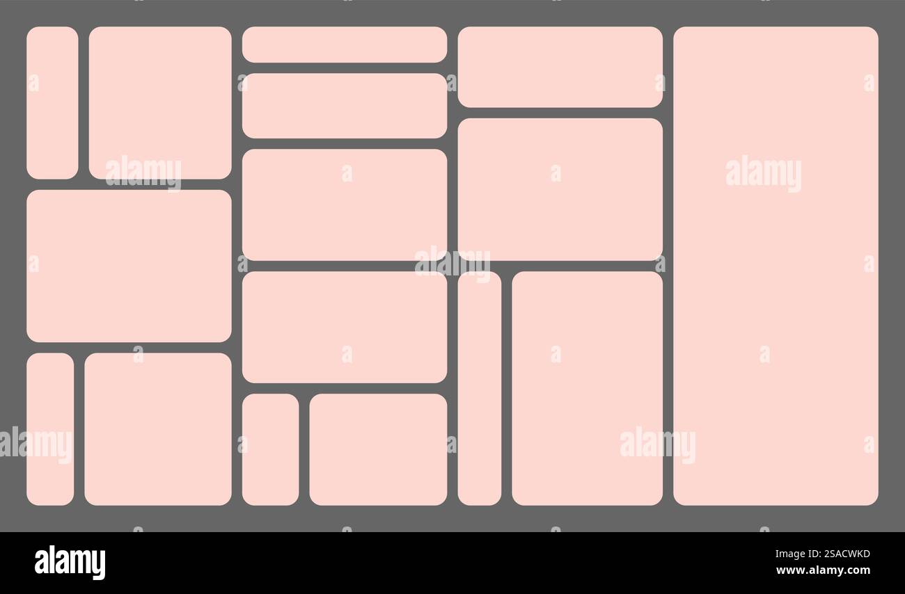 Dimensions 16x9 trendy bento grid layout style brick Ui UX templates ...