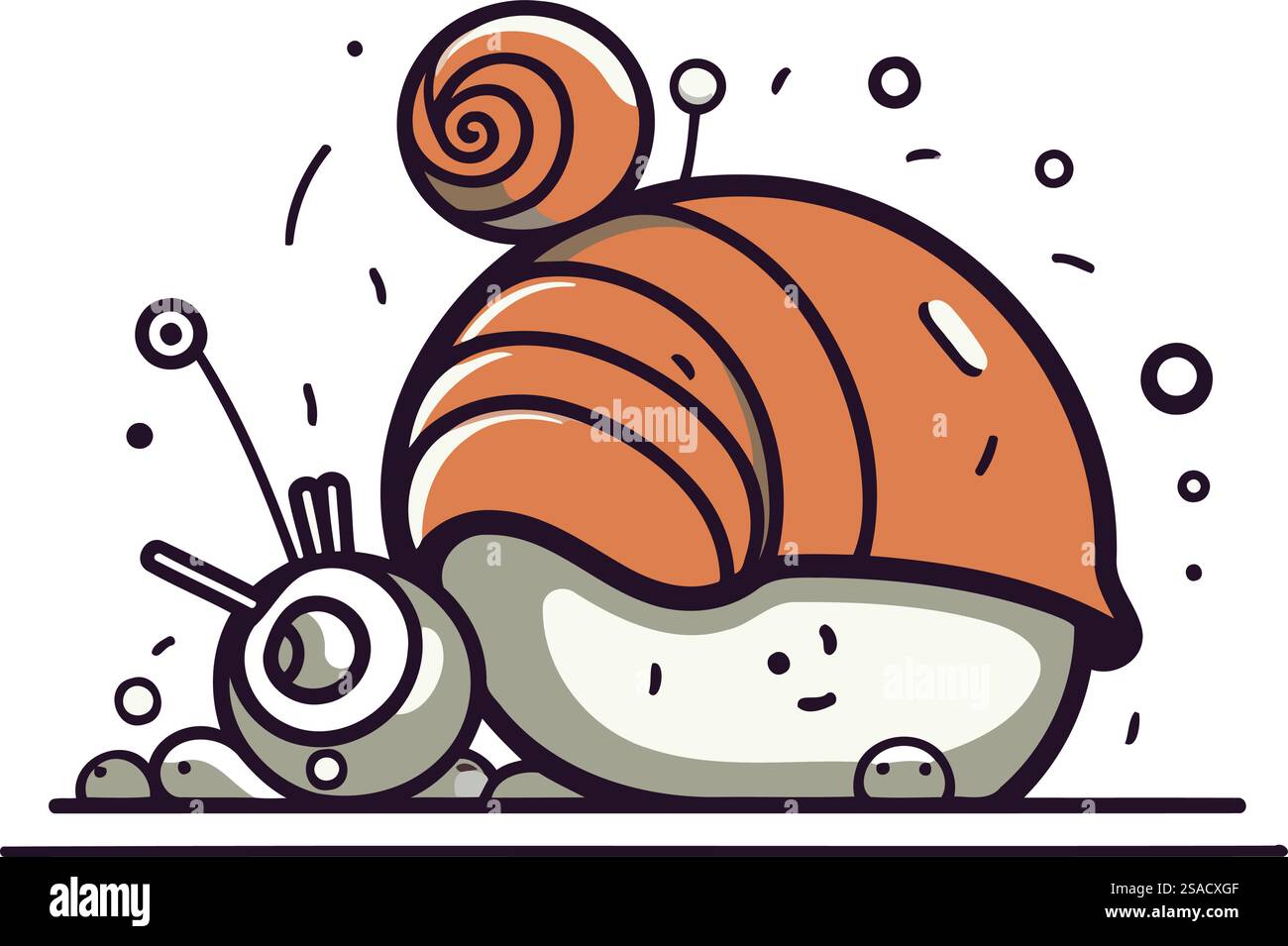 Cute cartoon snail. Vector illustration. Isolated on white background ...