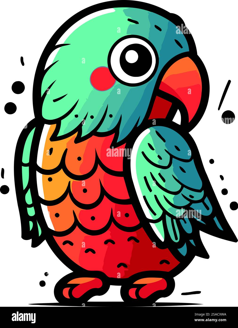 Cute parrot vector illustration. Hand drawn cartoon parrot Stock Vector ...