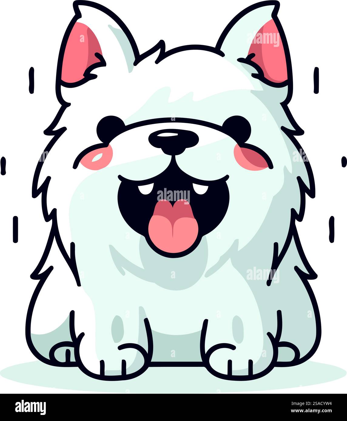 Cute white dog sitting. Vector illustration in a flat cartoon style ...