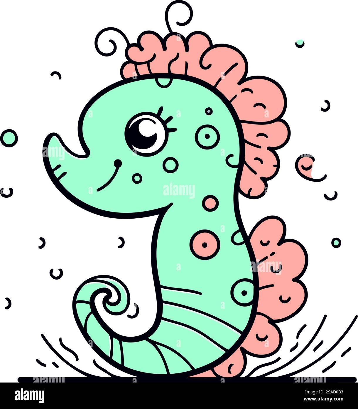 Cute cartoon seahorse. Vector illustration in a flat style Stock Vector ...