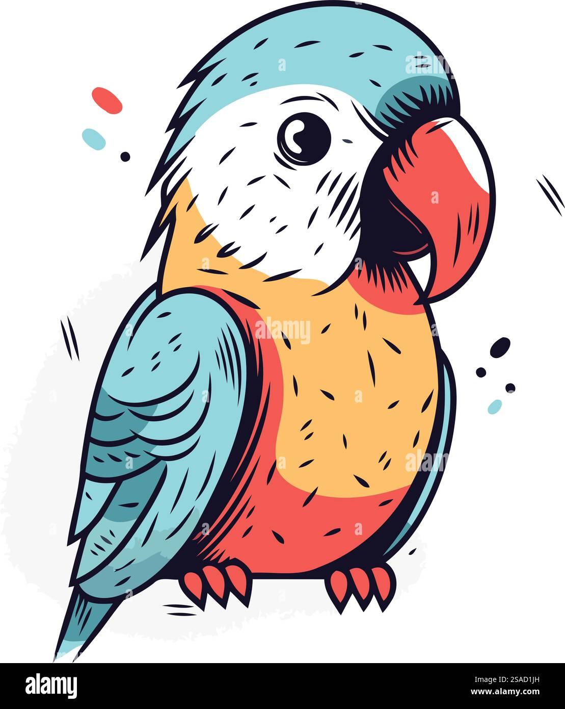Cute parrot isolated on white background. Vector hand drawn ...