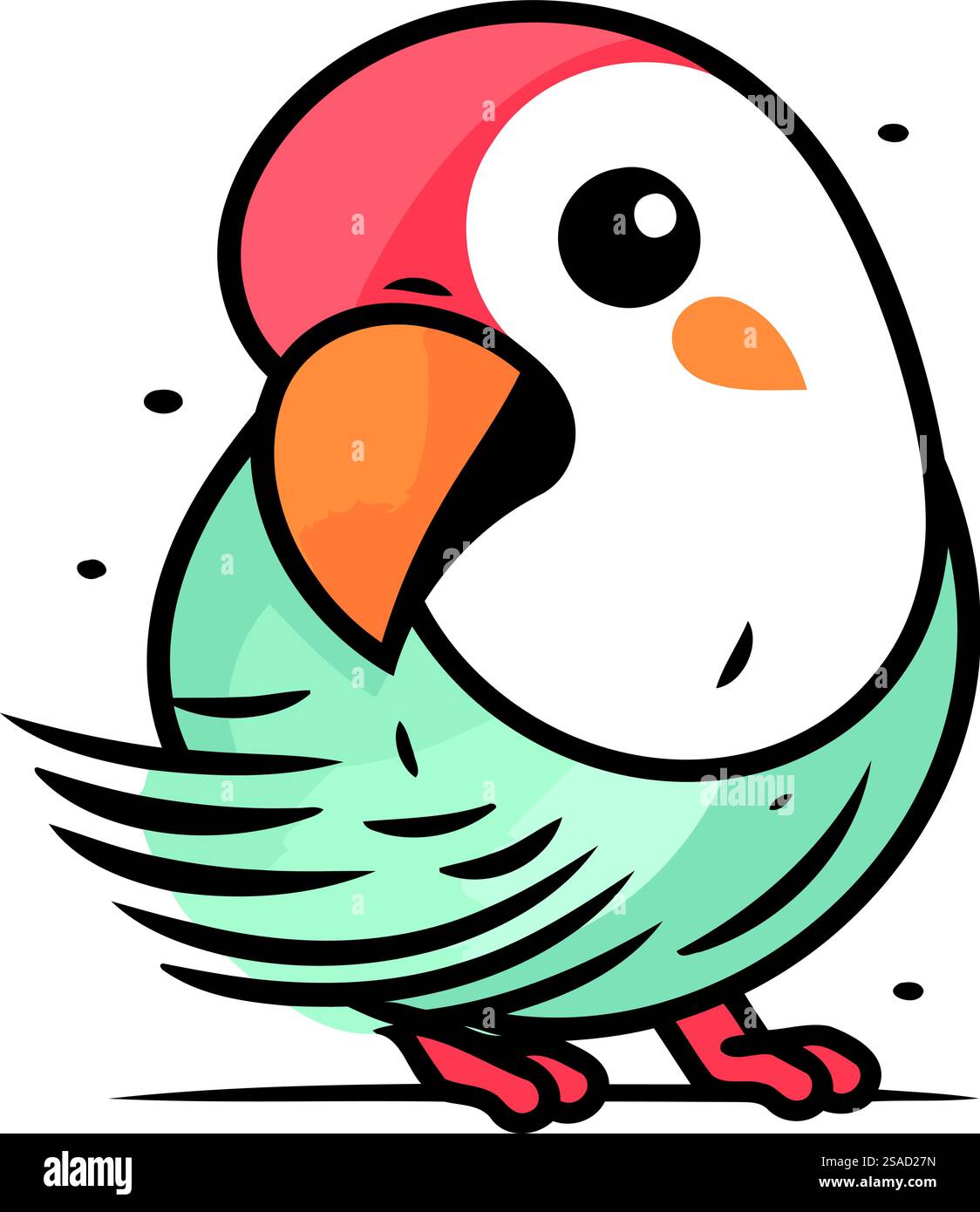 Cute parrot. Hand drawn vector illustration in cartoon style Stock ...