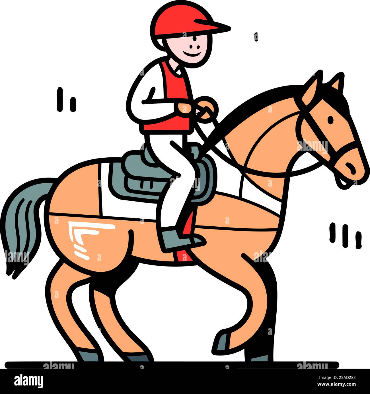 Horse racing. jockey riding on horse. Vector illustration Stock Vector ...