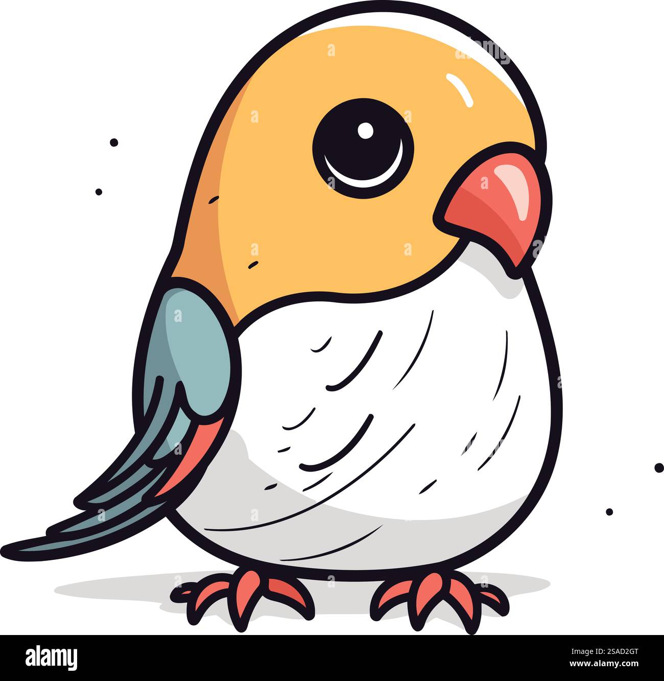 Vector illustration of cute little bird. Isolated on white background ...