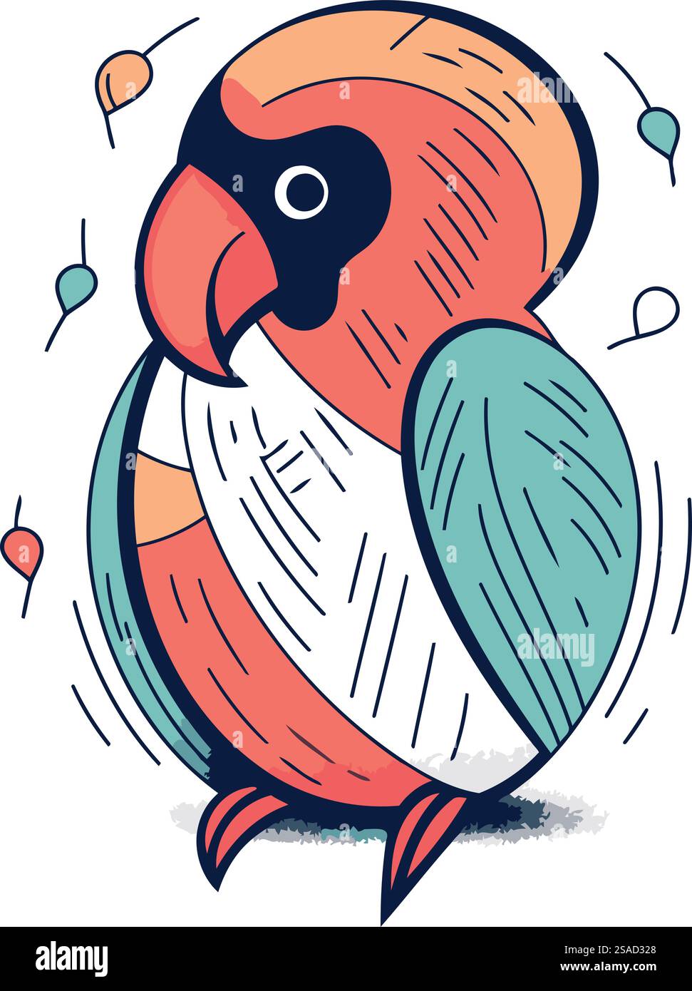 Cute parrot. Hand drawn vector illustration in cartoon style Stock ...