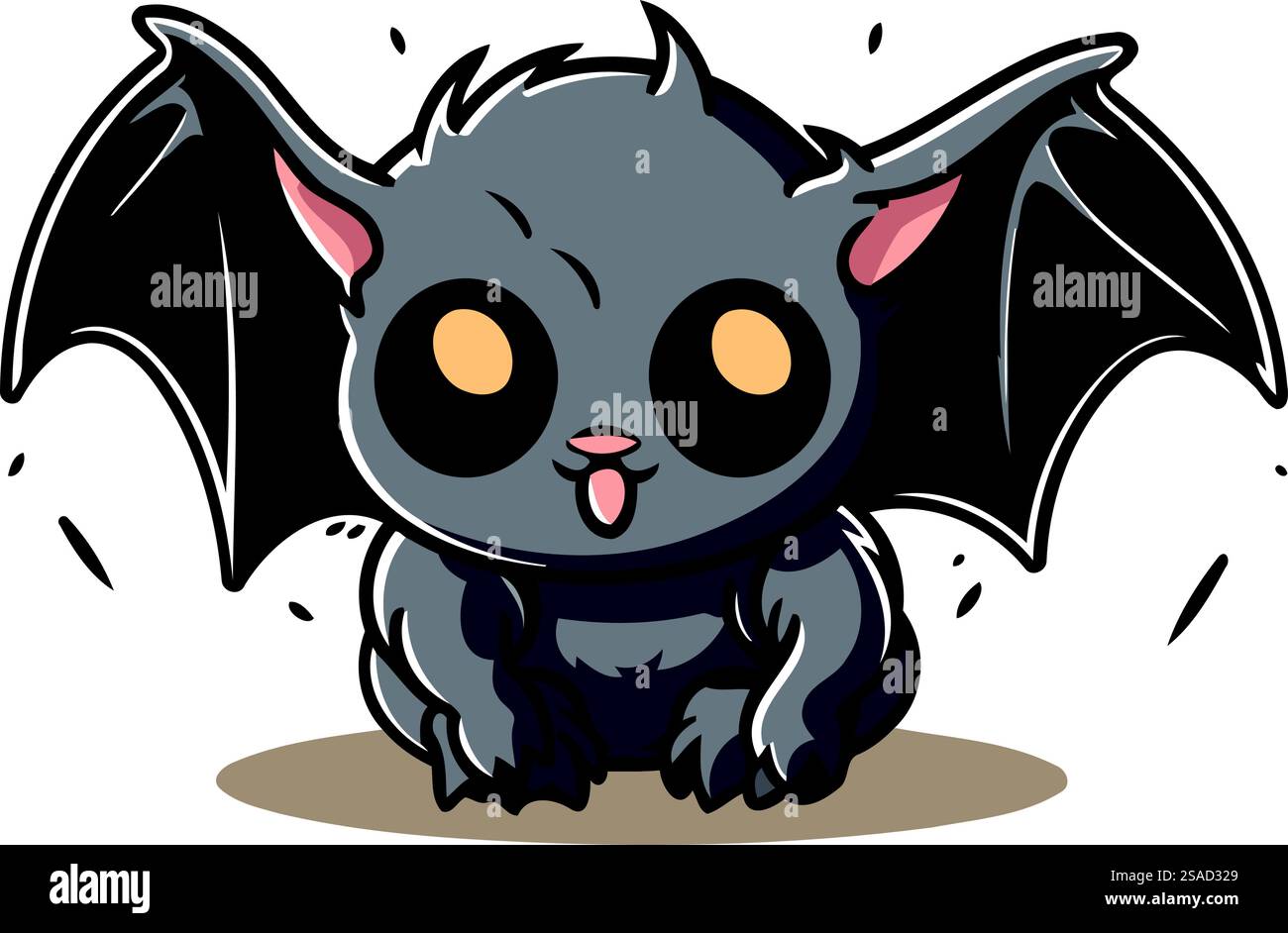 Cute cartoon vampire bat isolated on white background. Vector ...